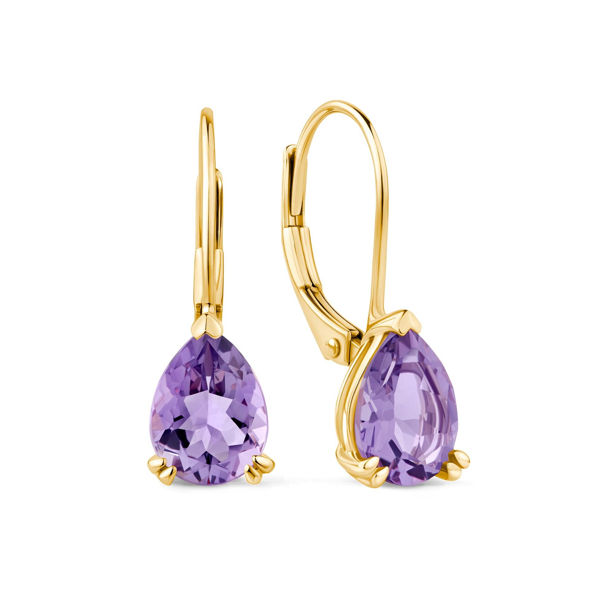 9ct Gold Purple Amethyst Earrings TGW 2.2