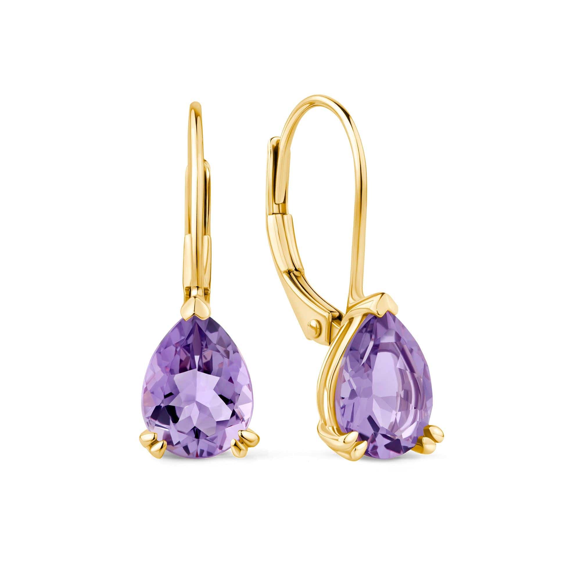 2.20ct TGW Purple Amethyst Earrings in 9ct Yellow Gold