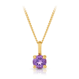 Amethyst Round Pendant in 9ct Yellow Gold