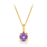 Amethyst Round Pendant in 9ct Yellow Gold