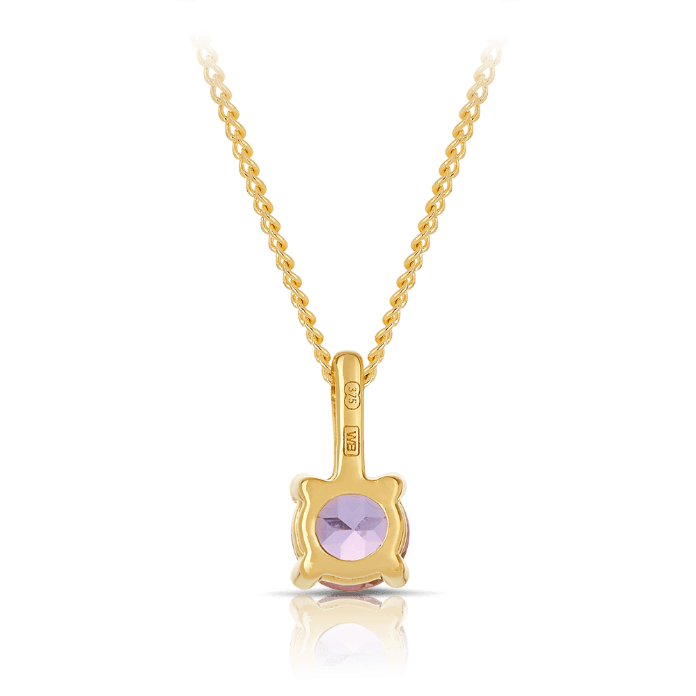 Amethyst Round Pendant in 9ct Yellow Gold