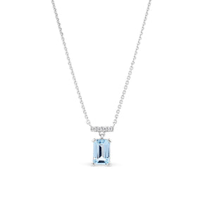 Aquamarine & Diamond Necklace in 9ct White Gold - Wallace Bishop