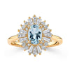 Aquamarine Diamond Ballerina Ring in 9ct Yellow Gold