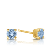 Aquamarine Round Stud Earrings in 9ct Yellow Gold