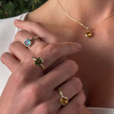 Round Citrine Twist Bezel Set Ring in 9ct Yellow Gold