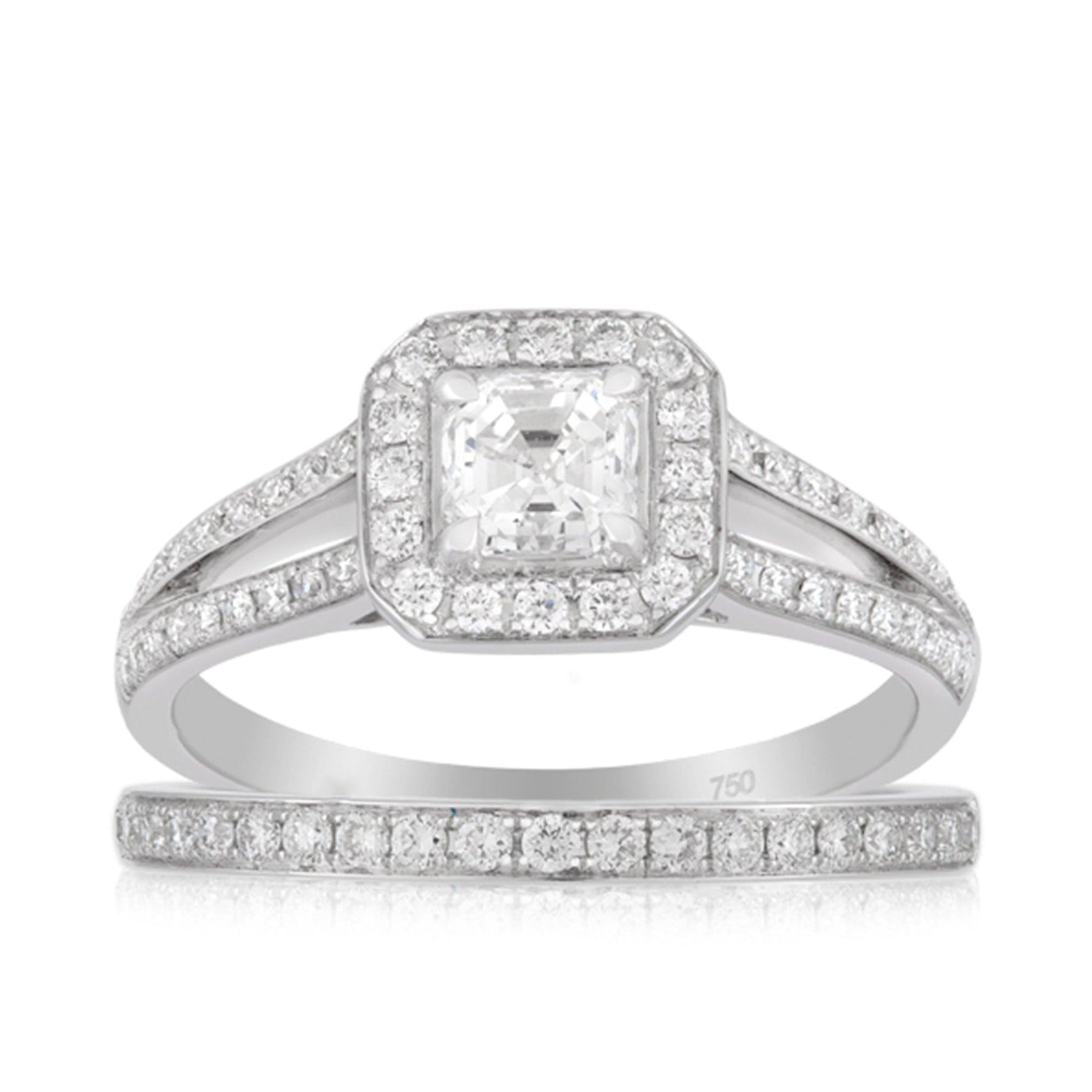 Asher Cut Diamond Engagement Ring in 18ct White Gold TDW 0.960 - Wallace Bishop