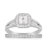 0.96ct TW Asscher Cut Diamond Bridal Set in 18ct White Gold