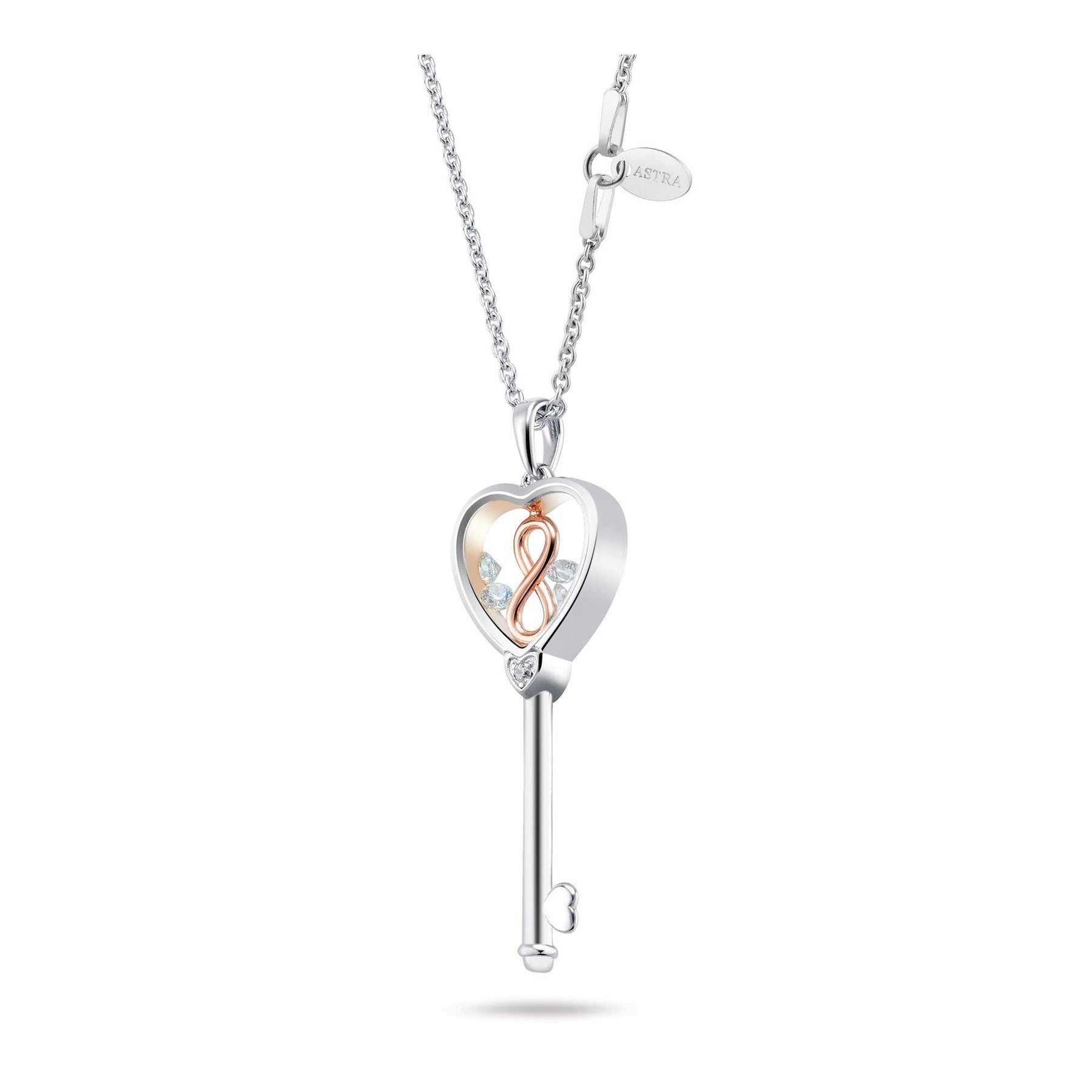 ASTRA Forever Changes Cubic Zirconia Key Pendant in Sterling Silver Rose Plate - Wallace Bishop