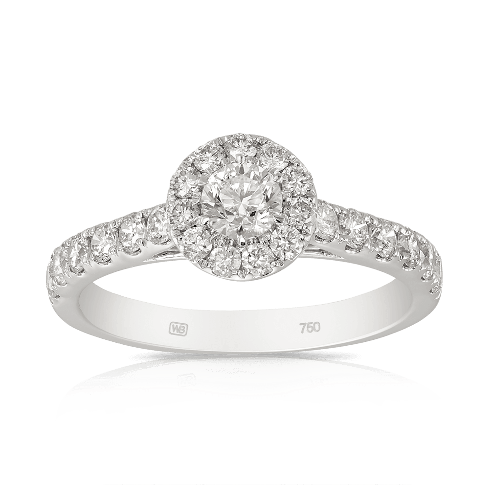 Australian Diamonds® Argyle Halo Diamond Ring Set in 18ct White Gold - Wallace Bishop