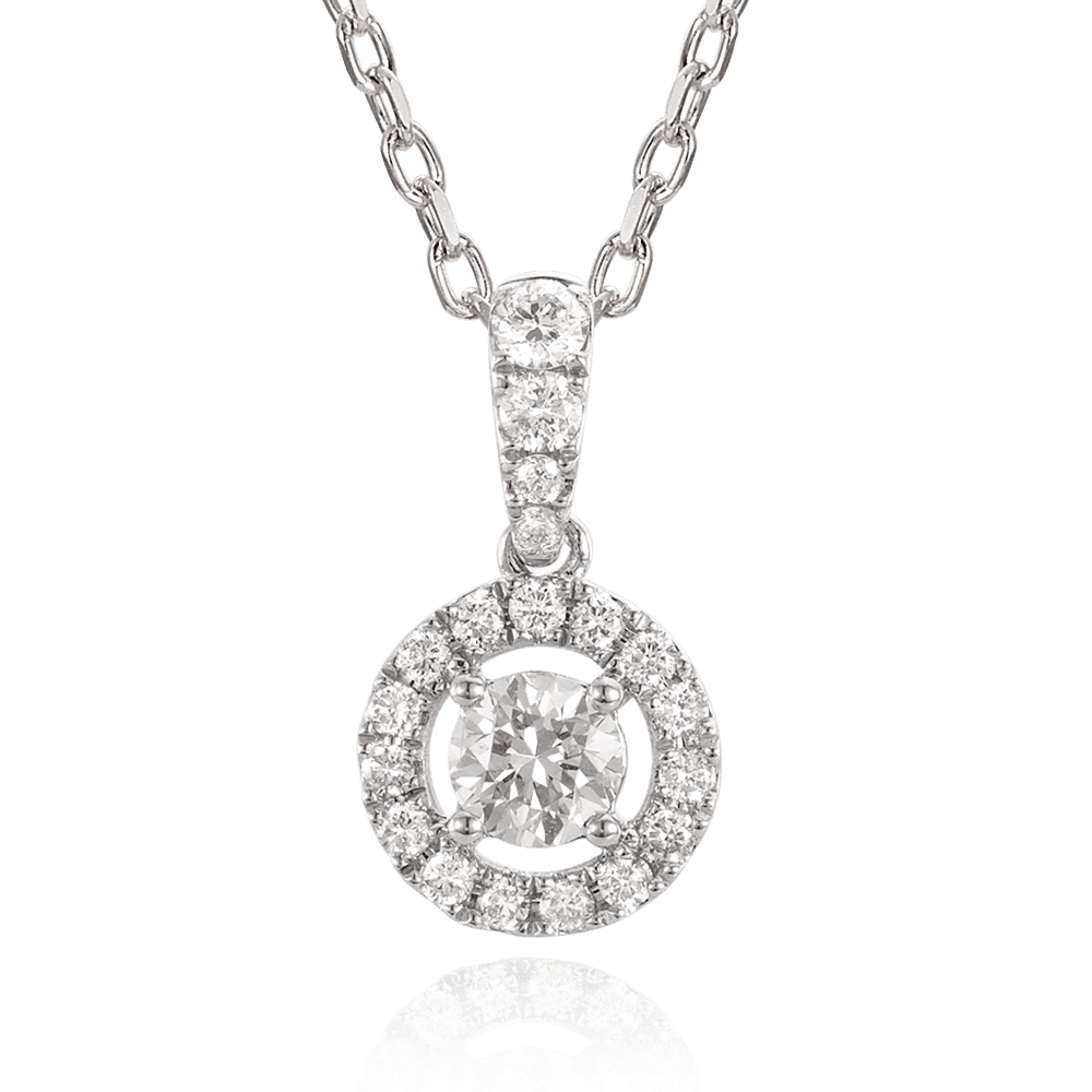 Australian Diamonds Argyle White Diamond Halo Pendant in 18ct White Gold