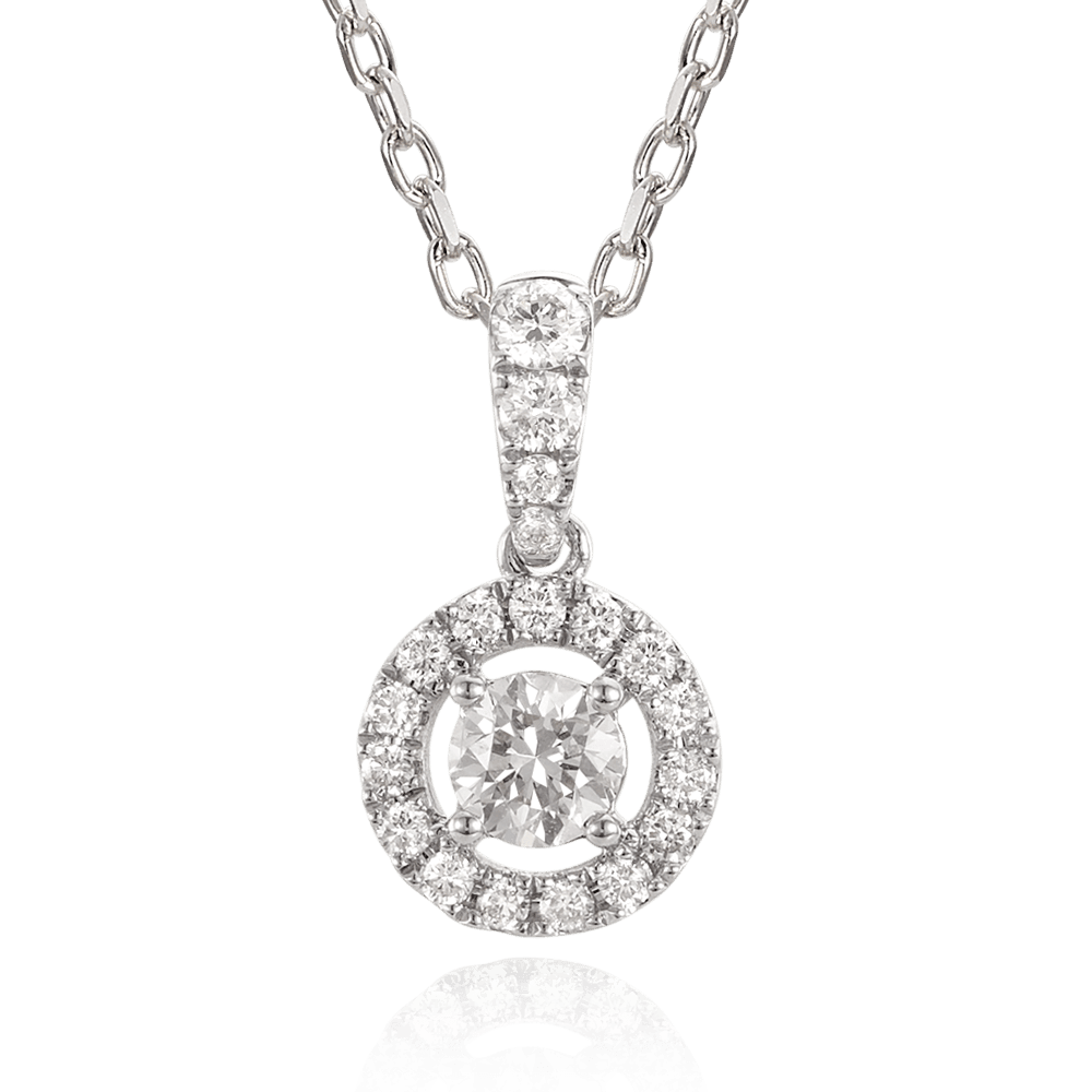 Australian Diamonds® Argyle White Diamond Halo Pendant in 18ct White Gold - Wallace Bishop