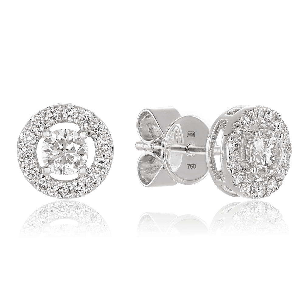 Australian Diamonds® White Arygle Diamond Halo Stud Earrings in 18ct White Gold - Wallace Bishop