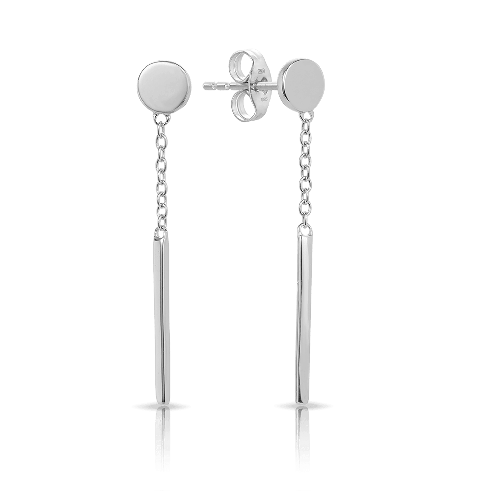 Bar Drop Stud Earrings in Sterling Silver - Wallace Bishop