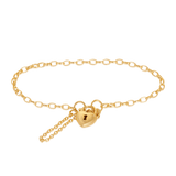 Belcher Heart Padlock Bracelet in 9ct Yellow Gold