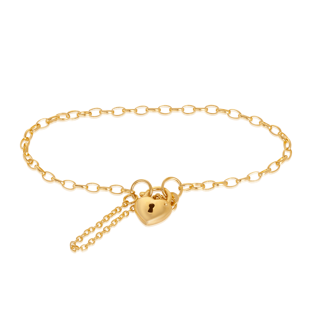 Belcher Heart Padlock Bracelet in 9ct Yellow Gold - Wallace Bishop