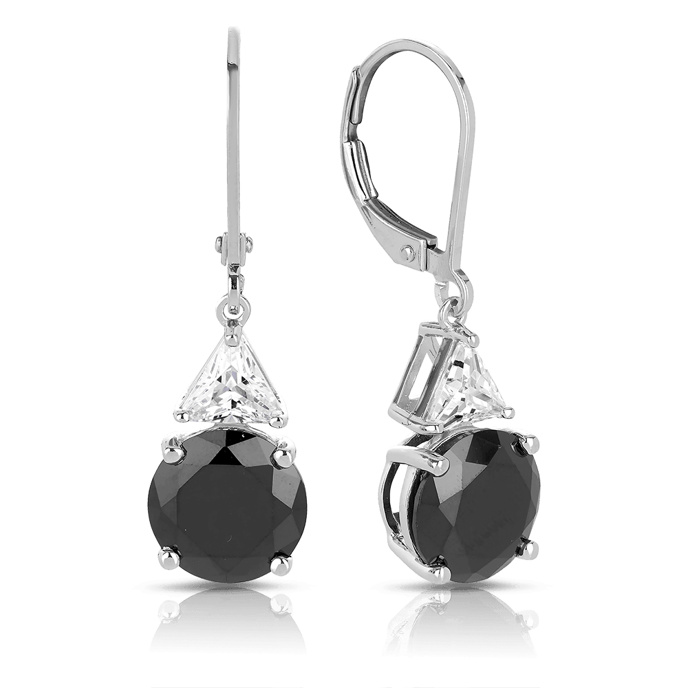 Black and White Cubic Zirconia Drop Earrings in Sterling Silver - Wallace Bishop