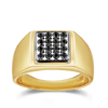 Black Sapphire Square Signet Ring in 9ct Yellow and White Gold