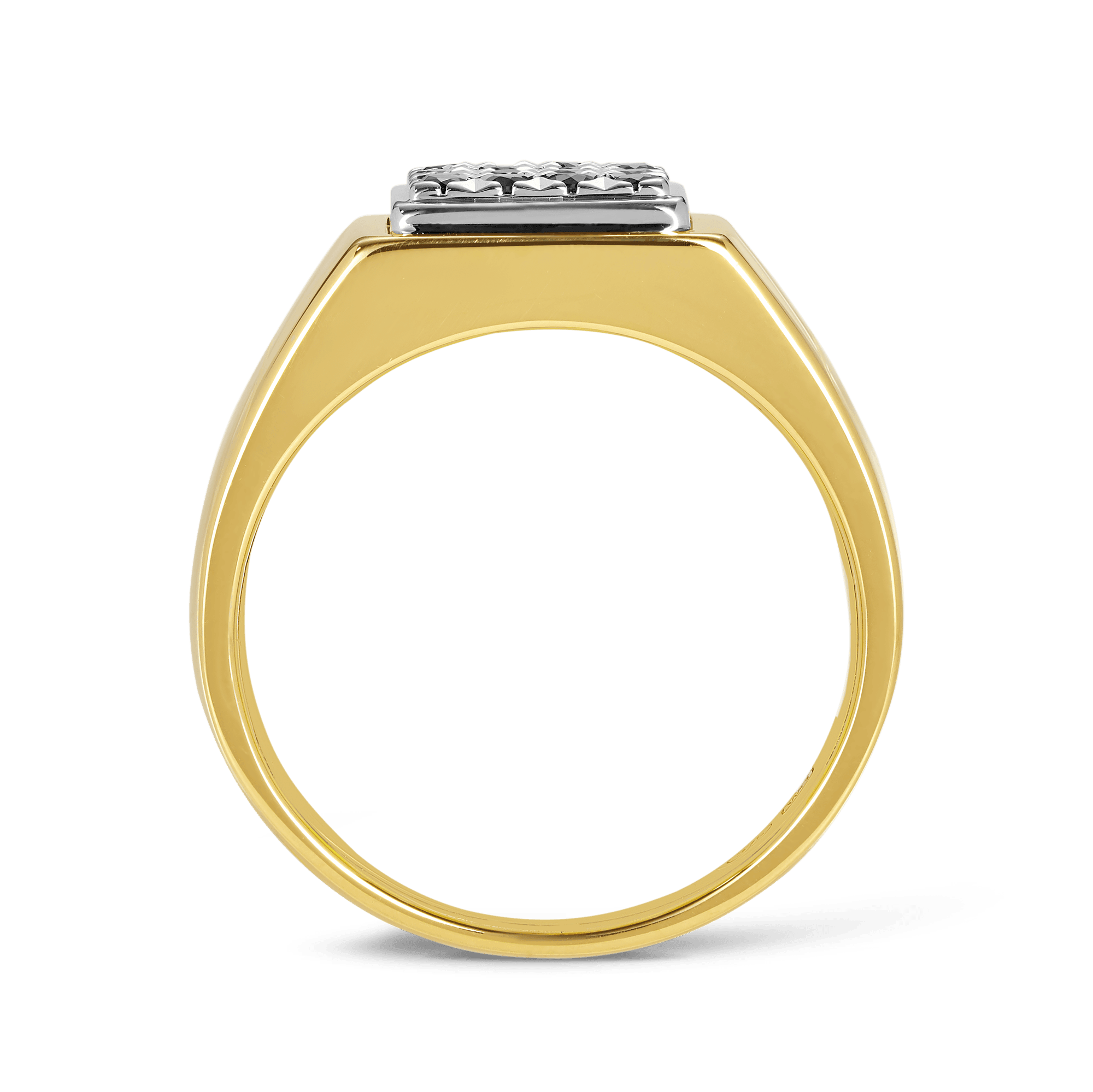 Black Sapphire Square Signet Ring in 9ct Yellow and White Gold