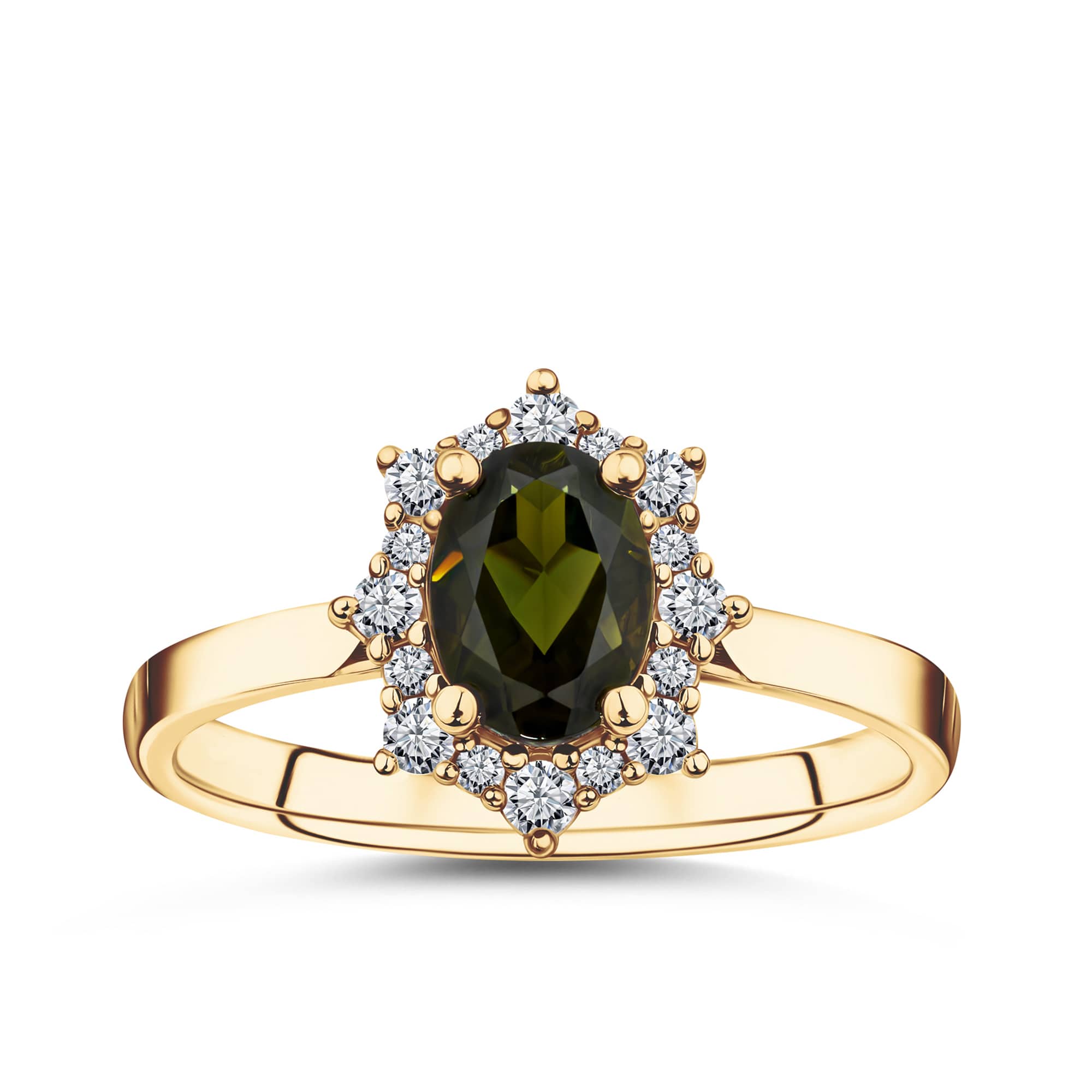 Bluebird Tourmaline & Diamond Ring in 9ct Yellow Gold