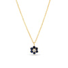 Blue Sapphire & Diamond Petite Flower Pendant in 9ct Yellow Gold