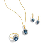 Blue Topaz & Diamond Pendant in 9ct Yellow Gold