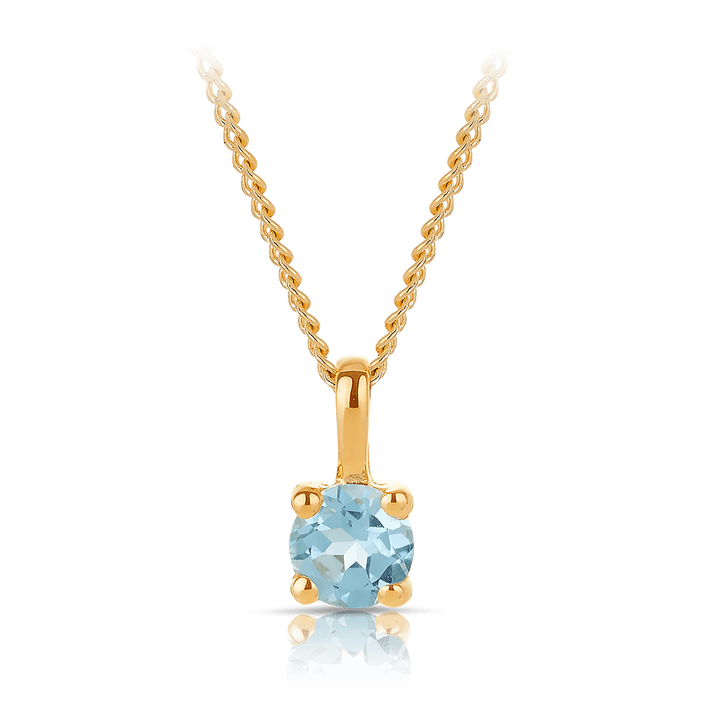 Blue Topaz Pendant in 9ct Yellow Gold - Wallace Bishop