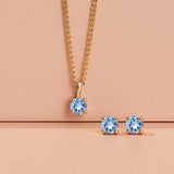 Blue Topaz Round Stud Earrings in 9ct Yellow Gold