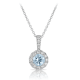Bluebird™ Aquamarine and Diamond Pendant with Chain in 9ct White Gold TGW 0.68ct