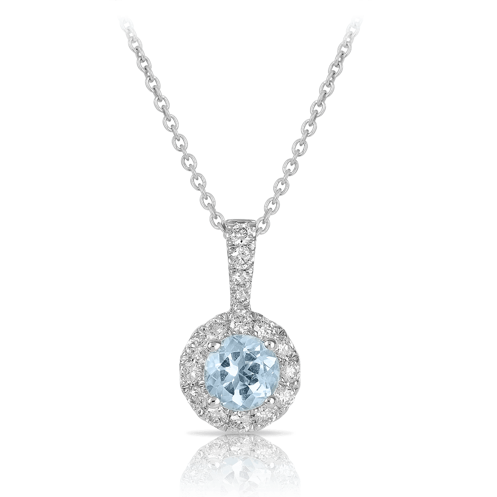 Bluebird of Happiness Aquamarine and Diamond Pendant in 9ct White Gold TGW 0.68ct - Wallace Bishop