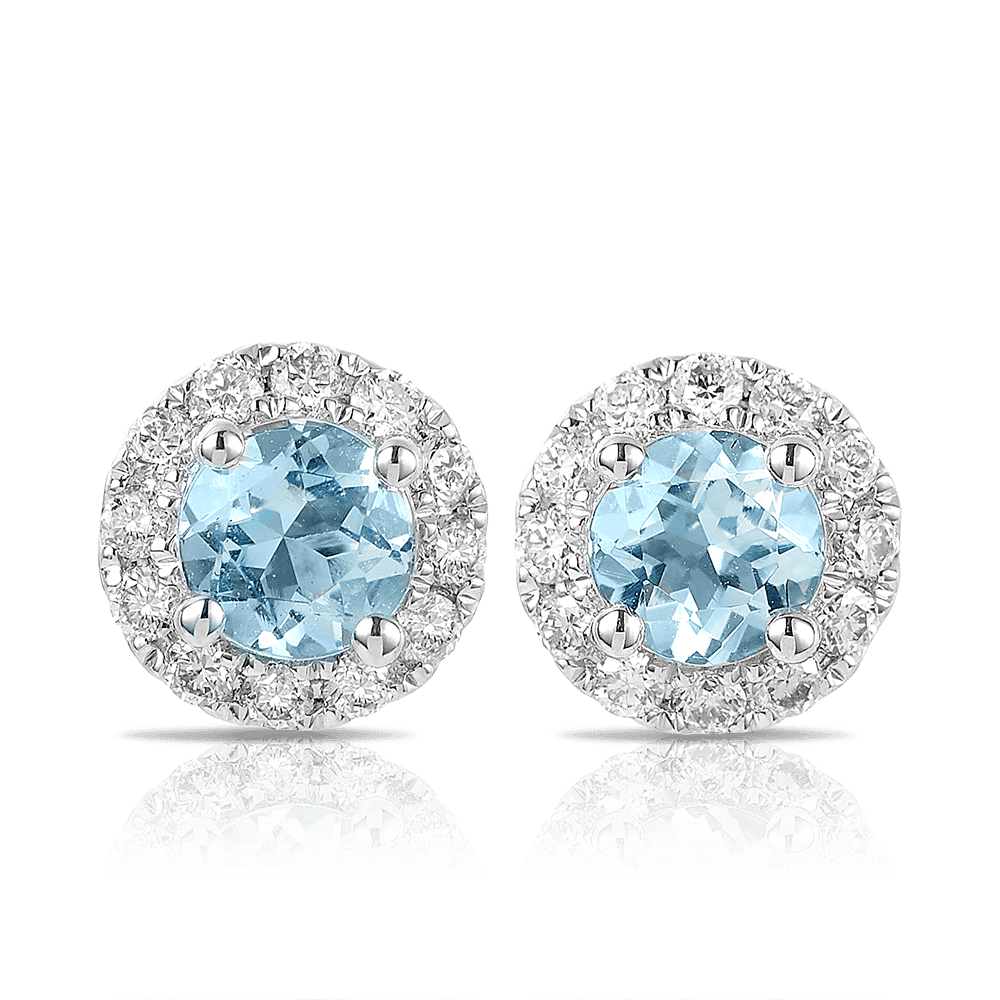 Bluebird of Happiness® Aquamarine & Diamond Stud Earrings in 9ct White Gold