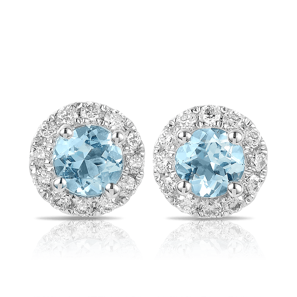 Bluebird of Happiness® Aquamarine & Diamond Stud Earrings in 9ct White Gold