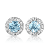 Bluebird of Happiness® Aquamarine & Diamond Stud Earrings in 9ct White Gold