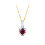 Bluebird™ Rhodolite Garnet & 0.15ct TW Diamond Pendant with Chain in 9ct Yellow Gold
