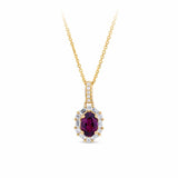 Bluebird™ Rhodolite Garnet & 0.15ct TW Diamond Pendant with Chain in 9ct Yellow Gold