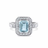 Bluebird™ Aquamarine & 0.33ct TW Diamond Ring in 9ct White Gold