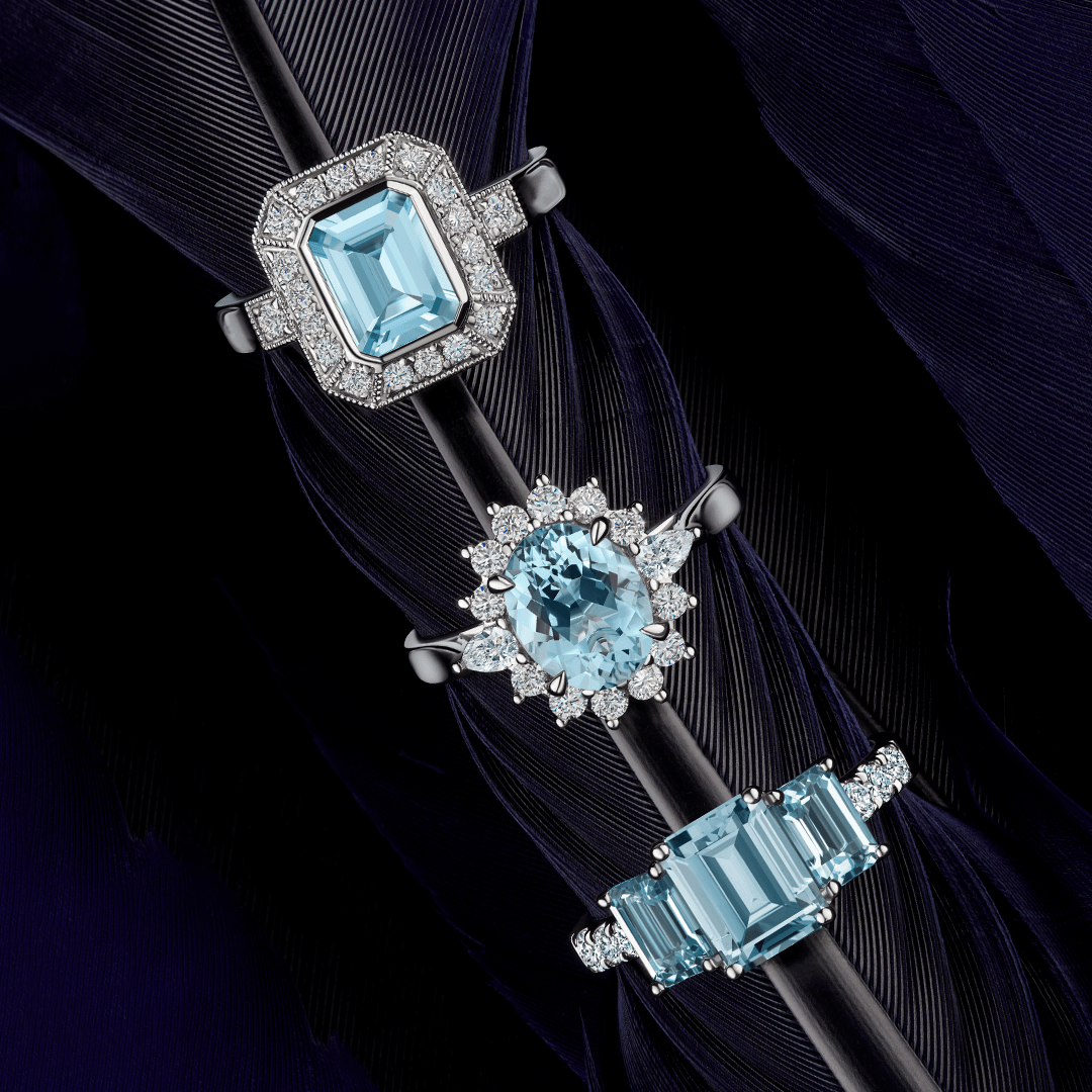 Bluebird™ Aquamarine & 0.50ct TW Diamond Ring in 9ct White Gold - Wallace Bishop