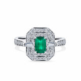 Bluebird™ Emerald & 0.50ct TW Diamond Ring in 9ct White Gold