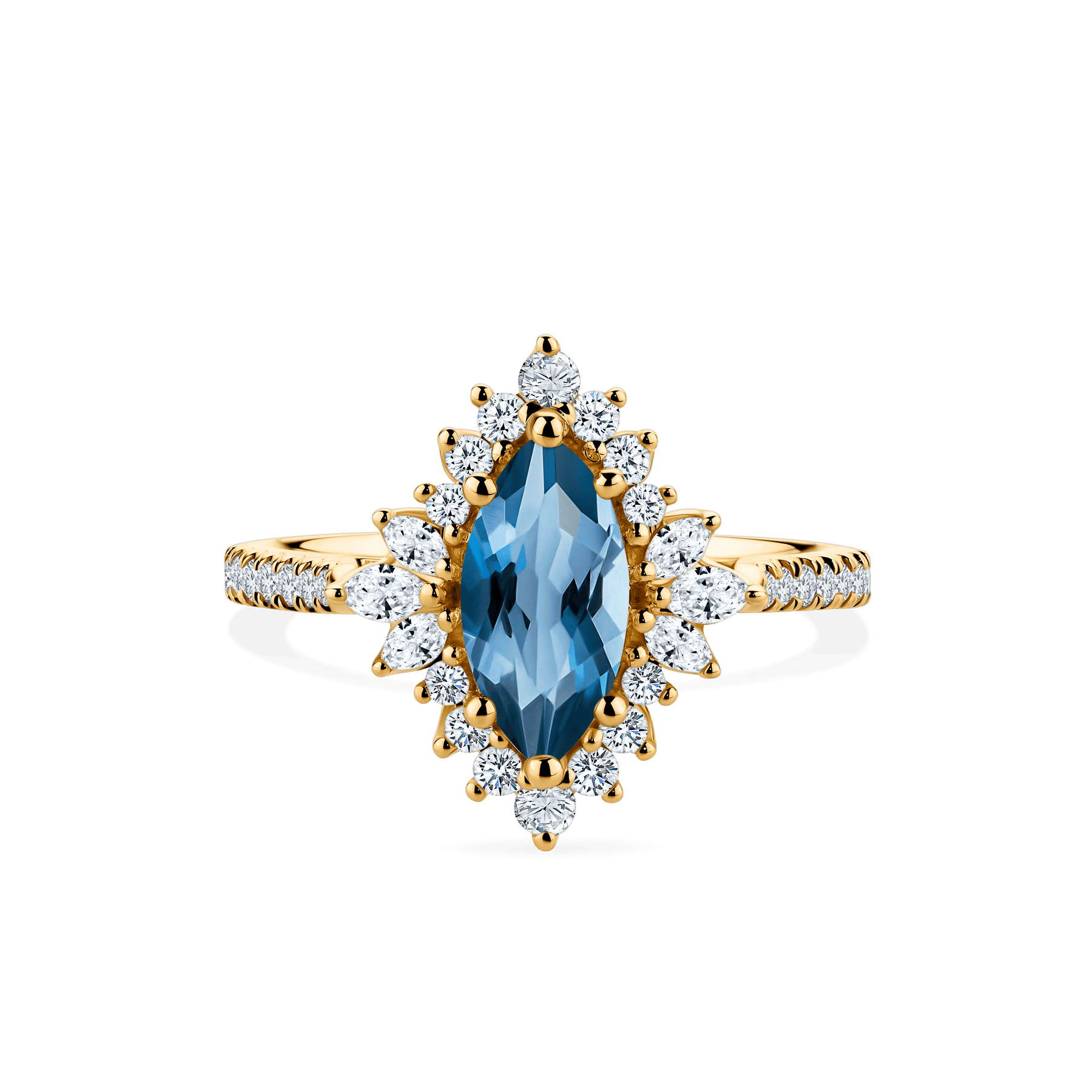 Bluebird™ London Blue Topaz & 0.55ct TW Diamond Ring in 9ct Yellow Gold - Wallace Bishop