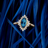 Bluebird™ London Blue Topaz & 0.33ct TW Diamond Ring in 9ct Yellow Gold