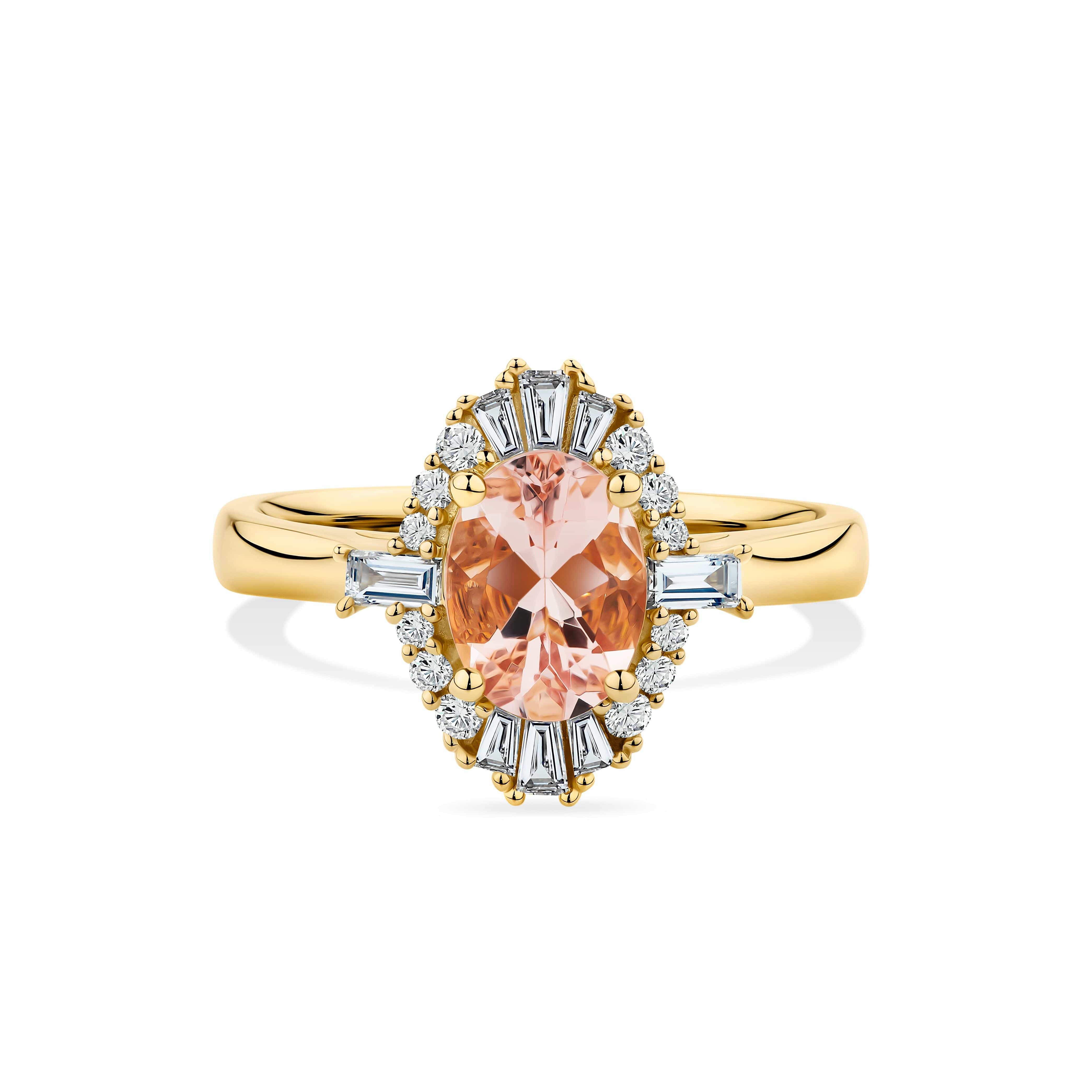 Bluebird™ Morganite & 0.33ct TW Diamond Ring in 9ct Yellow Gold