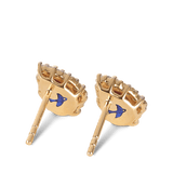 Bluebird™ Pink Tourmaline & 0.19ct TW Diamond Pear Halo Stud Earrings in 9ct Yellow Gold