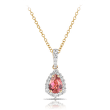 Bluebird™ Pear Cut Pink Tourmaline Claw Set Pendant with Chain in 9ct Yellow Gold