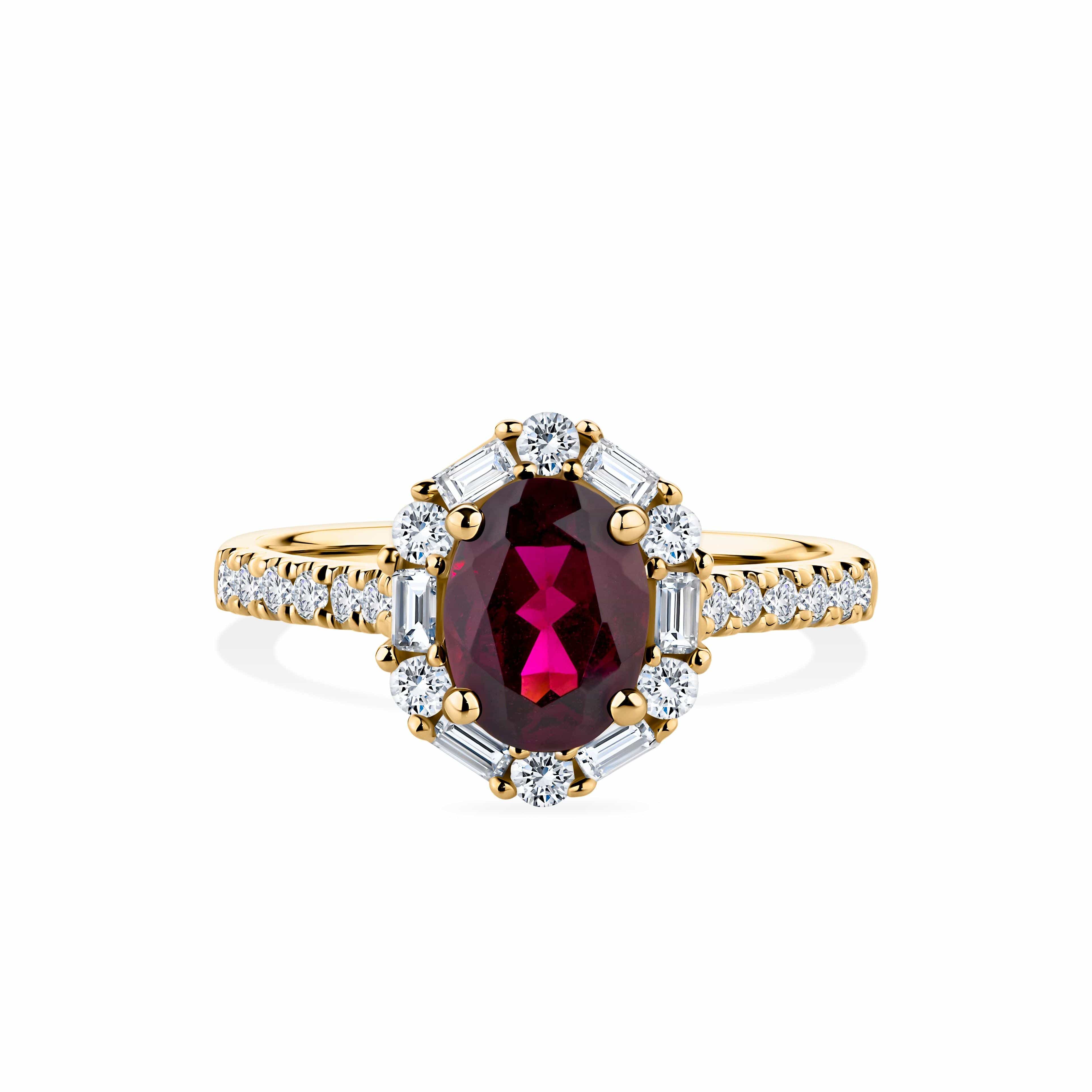 Bluebird™ Rhodolite Garnet & 0.50ct TW Diamond Ring in 9ct Yellow Gold