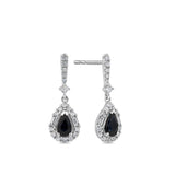 Bluebird™ Sapphire & 0.28ct Diamond Pear Halo Drop Earrings in 9ct White Gold