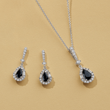 Bluebird™ Sapphire & 0.28ct Diamond Pear Halo Drop Earrings in 9ct White Gold