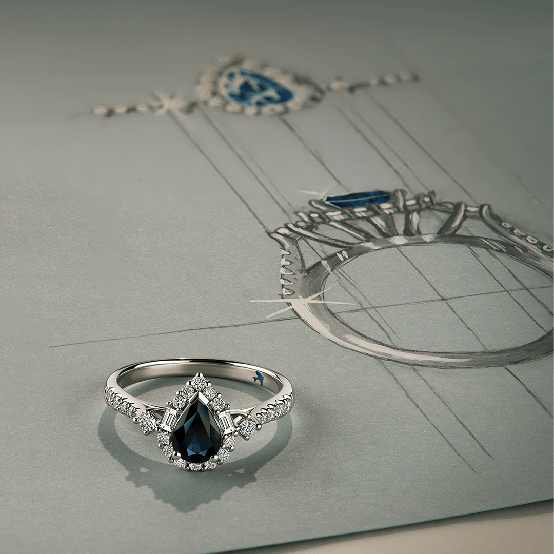 Bluebird™ Sapphire and Diamond Ring in 9ct White Gold