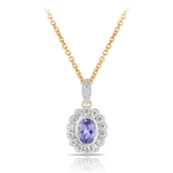 Bluebird of Happiness Tanzanite and Diamond Pendant with Chain in 9ct Yellow and White Gold TGW 0.70ct with Chain