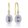 Bluebird™ Tanzanite & 0.27ct TW Diamond Halo Drop Earrings in 9ct Yellow and White Gold
