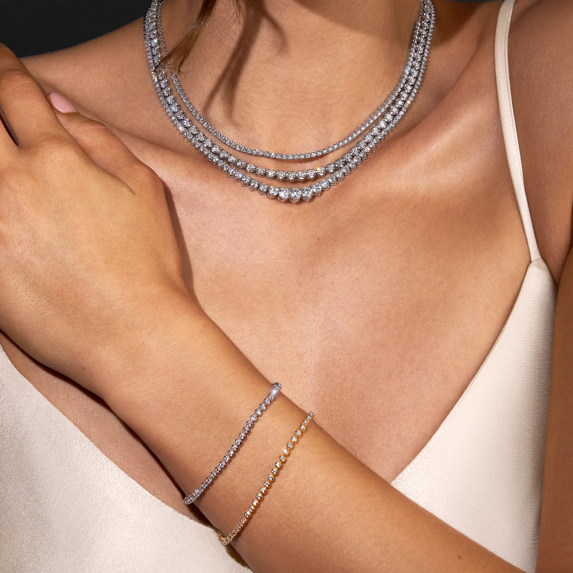 1.00ct TW Lab-Grown Diamond Tennis Bracelet in 9ct White Gold