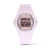 Casio BABY-G BG169M-4D digital watch with pink resin band, compact round case, and shock-resistant sporty design.